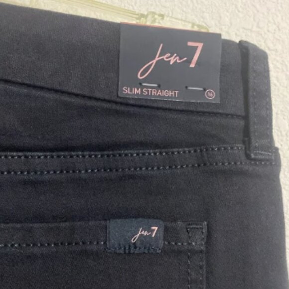 JEN7 by 7 for All Mankind Women’s Slim Straight Black Jean Pants Size 16 - Picture 5 of 10